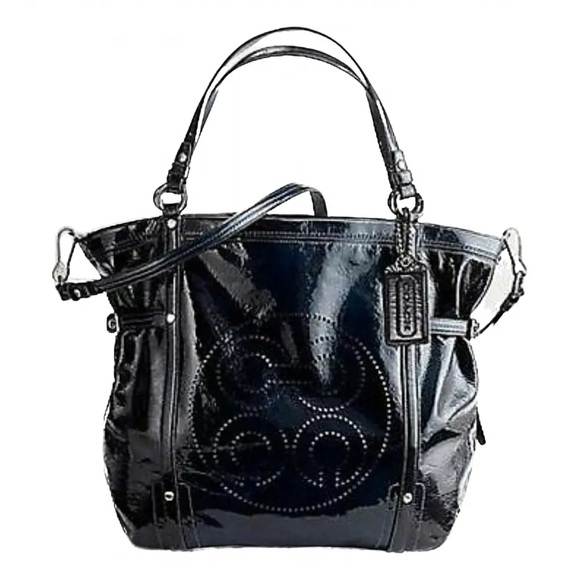 Vintage Coach Navy Blue Audrey Patent Convertible Shoulder Bag - Picture 1 of 15